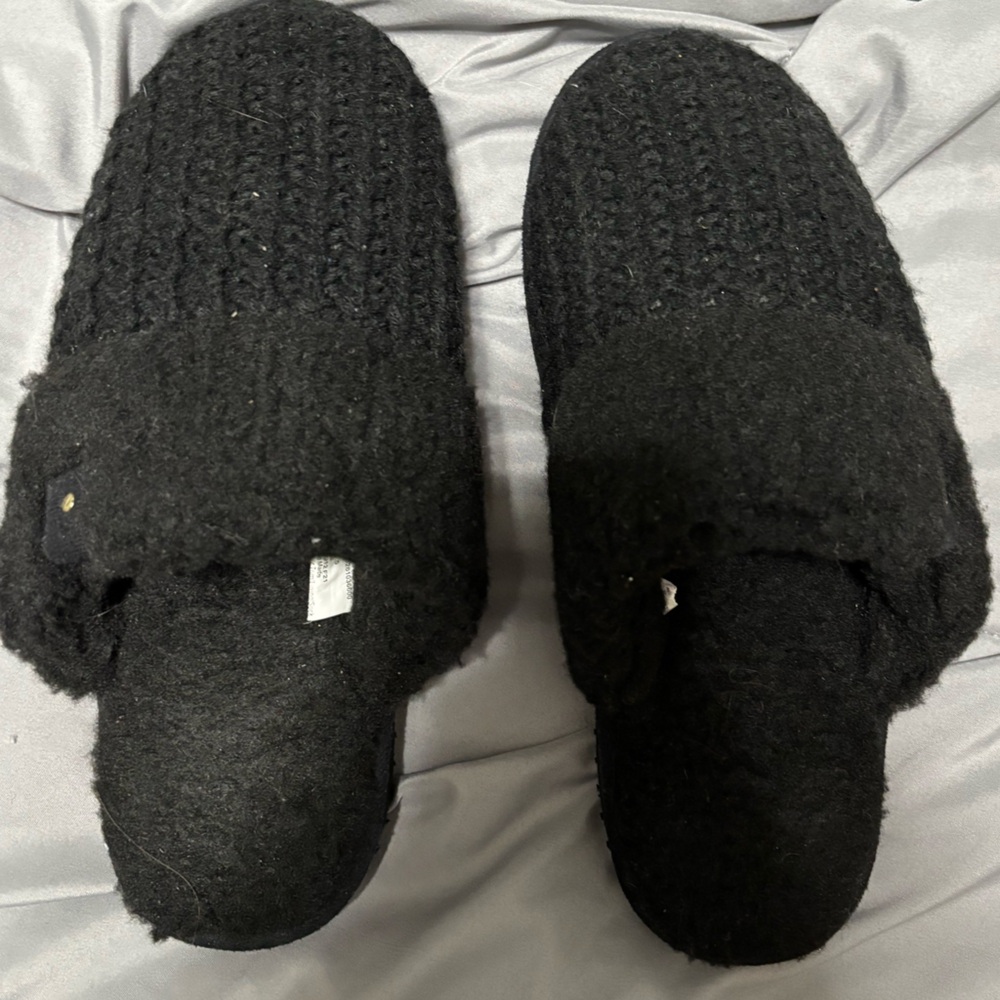 Cozy Black Knit Slippers
